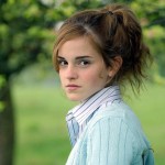 Emma Watson epitomizes innocence and maturity with a single glance at the camera.